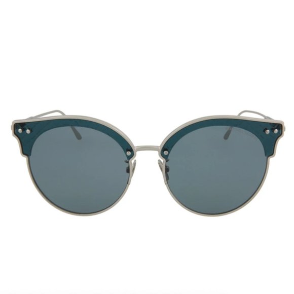 Bottega Veneta Women\'s Blue and Silver Metal Sunglasses! main image 4